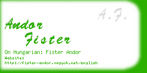 andor fister business card